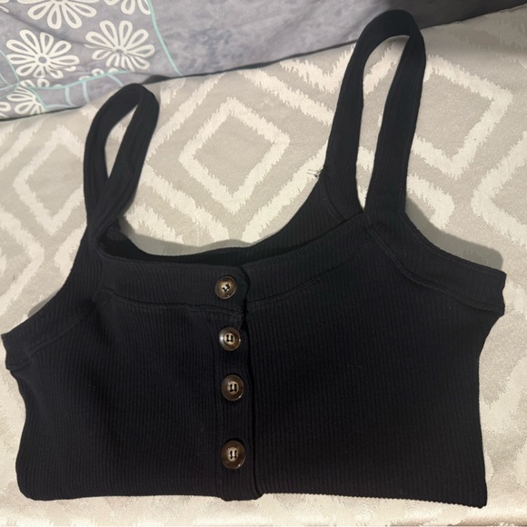 Free People Tops - Free People Black Button-Up Tank Top